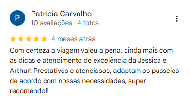 Avaliação 5 estrelas da JN Turismo no Google
